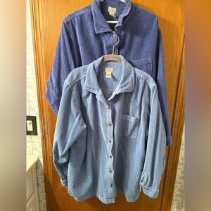 L.L Bean Women's Comfort Corduroy Relaxed Shirts Larkspur Foggy Blue 2X Women’s